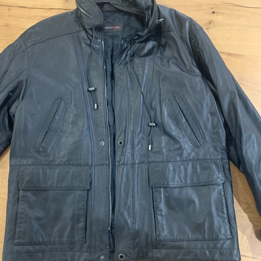 Bruno Magli Black Leather Jacket Men’s Size XL
